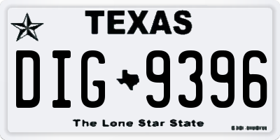 TX license plate DIG9396