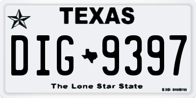 TX license plate DIG9397