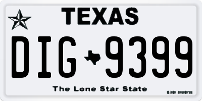 TX license plate DIG9399