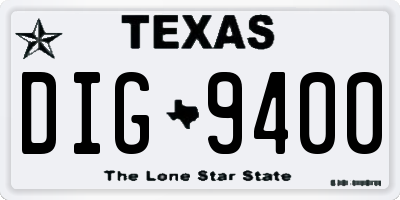 TX license plate DIG9400