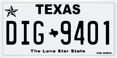 TX license plate DIG9401