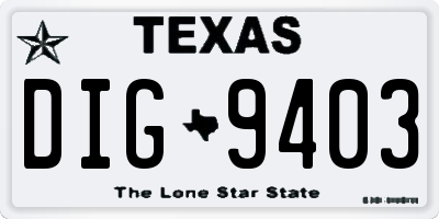 TX license plate DIG9403