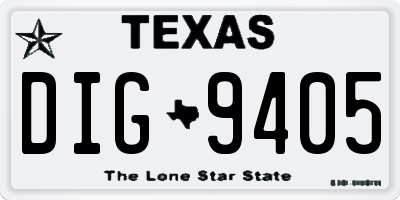 TX license plate DIG9405