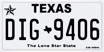 TX license plate DIG9406
