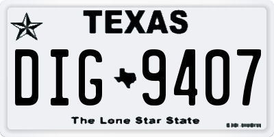 TX license plate DIG9407