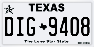 TX license plate DIG9408