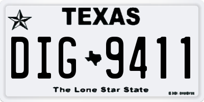 TX license plate DIG9411