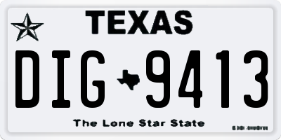 TX license plate DIG9413