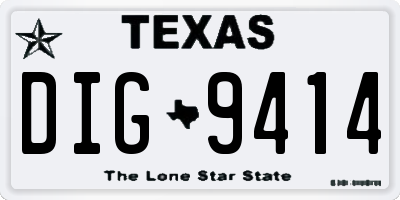 TX license plate DIG9414