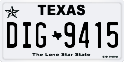 TX license plate DIG9415