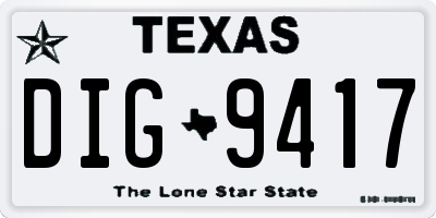 TX license plate DIG9417