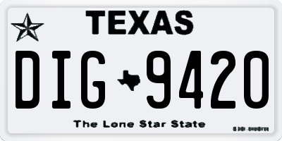 TX license plate DIG9420