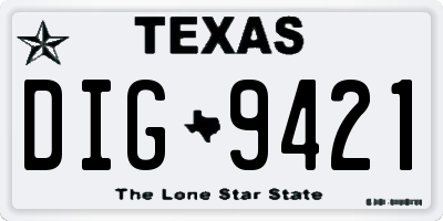 TX license plate DIG9421