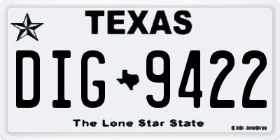 TX license plate DIG9422