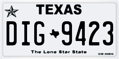 TX license plate DIG9423
