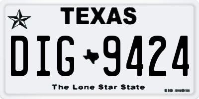 TX license plate DIG9424