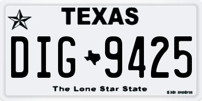 TX license plate DIG9425