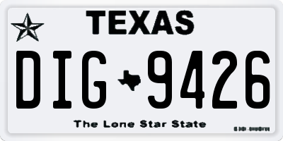TX license plate DIG9426