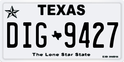 TX license plate DIG9427