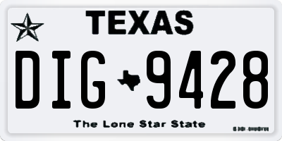 TX license plate DIG9428