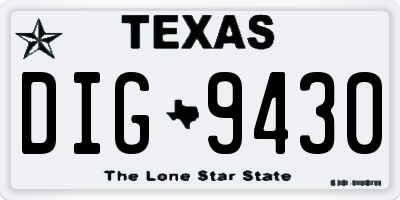 TX license plate DIG9430