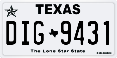 TX license plate DIG9431