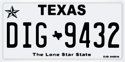 TX license plate DIG9432