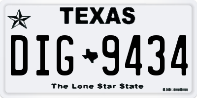 TX license plate DIG9434