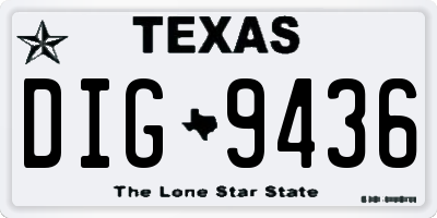 TX license plate DIG9436