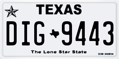 TX license plate DIG9443
