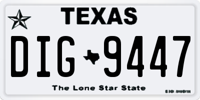 TX license plate DIG9447