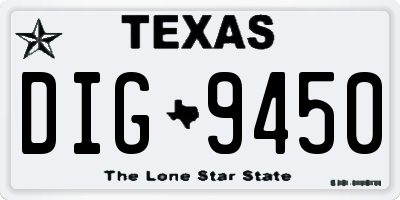 TX license plate DIG9450