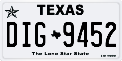 TX license plate DIG9452