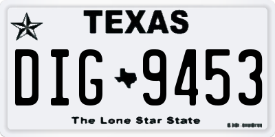 TX license plate DIG9453