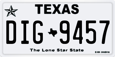 TX license plate DIG9457