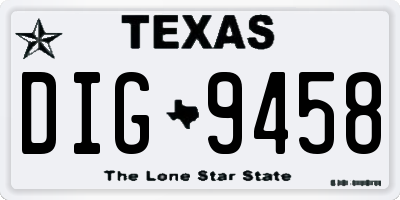 TX license plate DIG9458