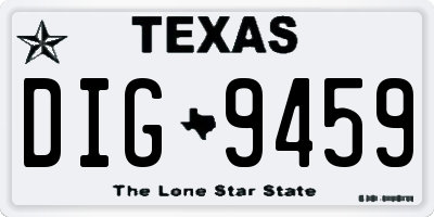 TX license plate DIG9459
