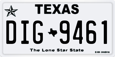 TX license plate DIG9461