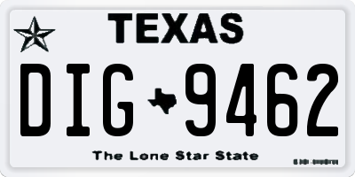 TX license plate DIG9462