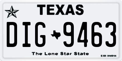 TX license plate DIG9463