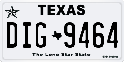 TX license plate DIG9464