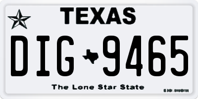 TX license plate DIG9465