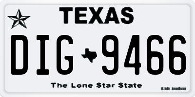 TX license plate DIG9466