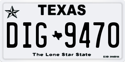 TX license plate DIG9470