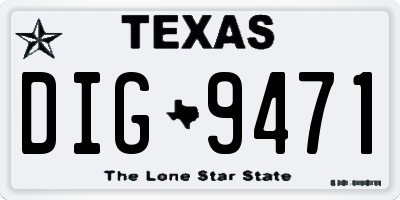 TX license plate DIG9471