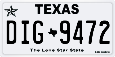 TX license plate DIG9472