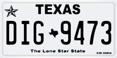 TX license plate DIG9473