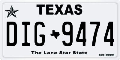 TX license plate DIG9474