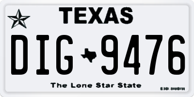 TX license plate DIG9476