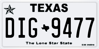 TX license plate DIG9477